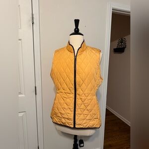 Talbots Orange with navy trim Quilted Vest